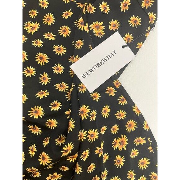 We Wore What Women Spaghetti Strap Cowl Neck Ditsy Dasies Midi Floral Dress 6 - Picture 7 of 15